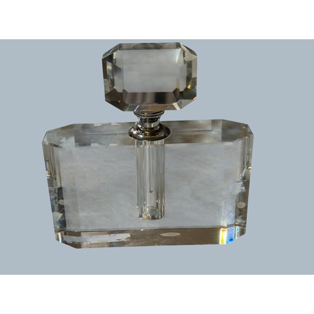 Rectangular Art Deco Hand Cut Crystal Perfume Bottle - Picture 5 of 8